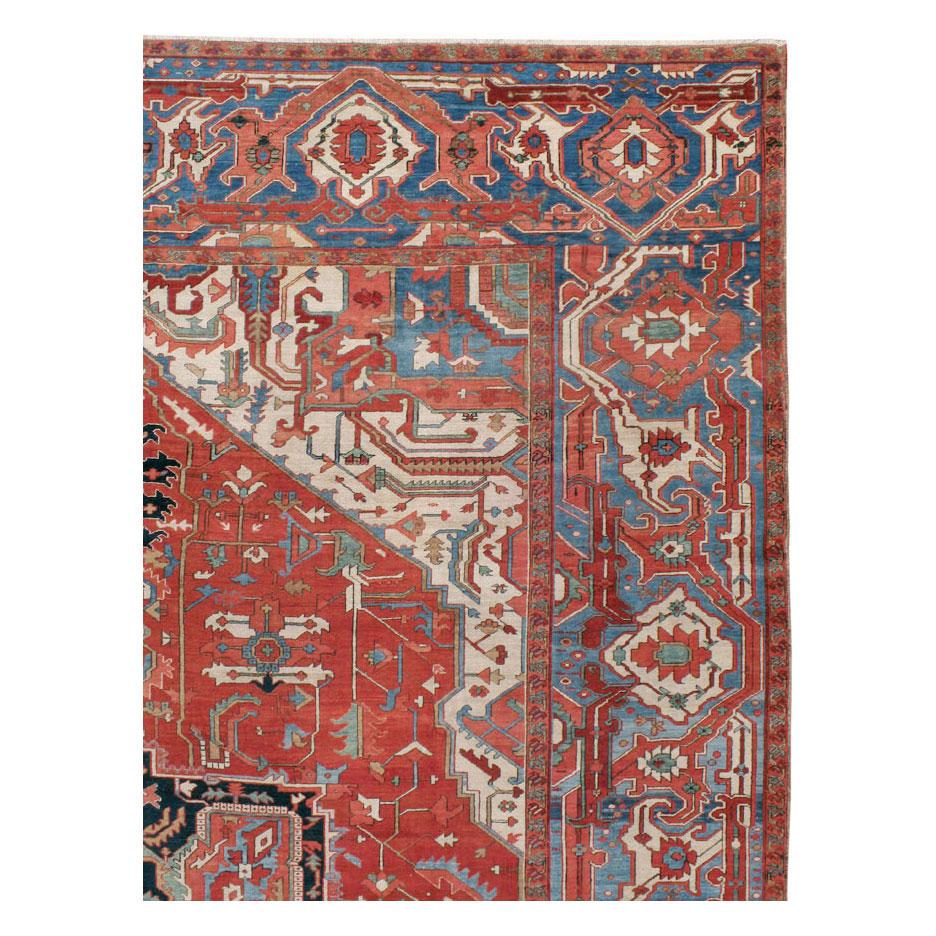 Hand-Knotted Antique Persian Serapi Oversize Rug For Sale