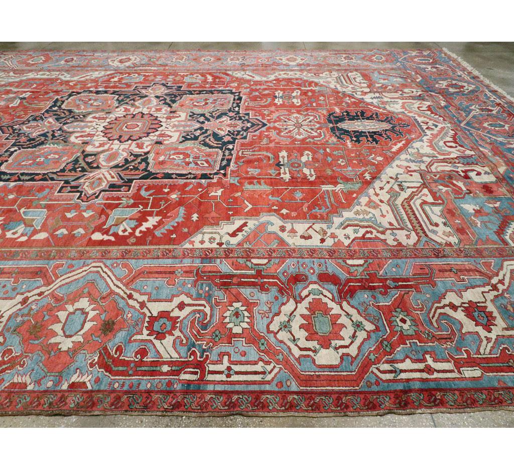 Wool Antique Persian Serapi Oversize Rug For Sale