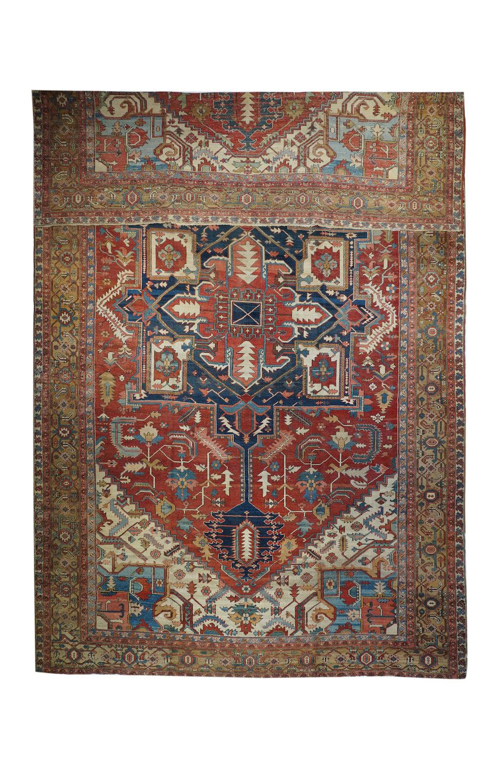 Hand-Knotted Antique Persian Serapi Area Rug For Sale