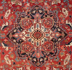 Tappeto antico quadrato persiano Serapi 9,10 x 11,11 piedi