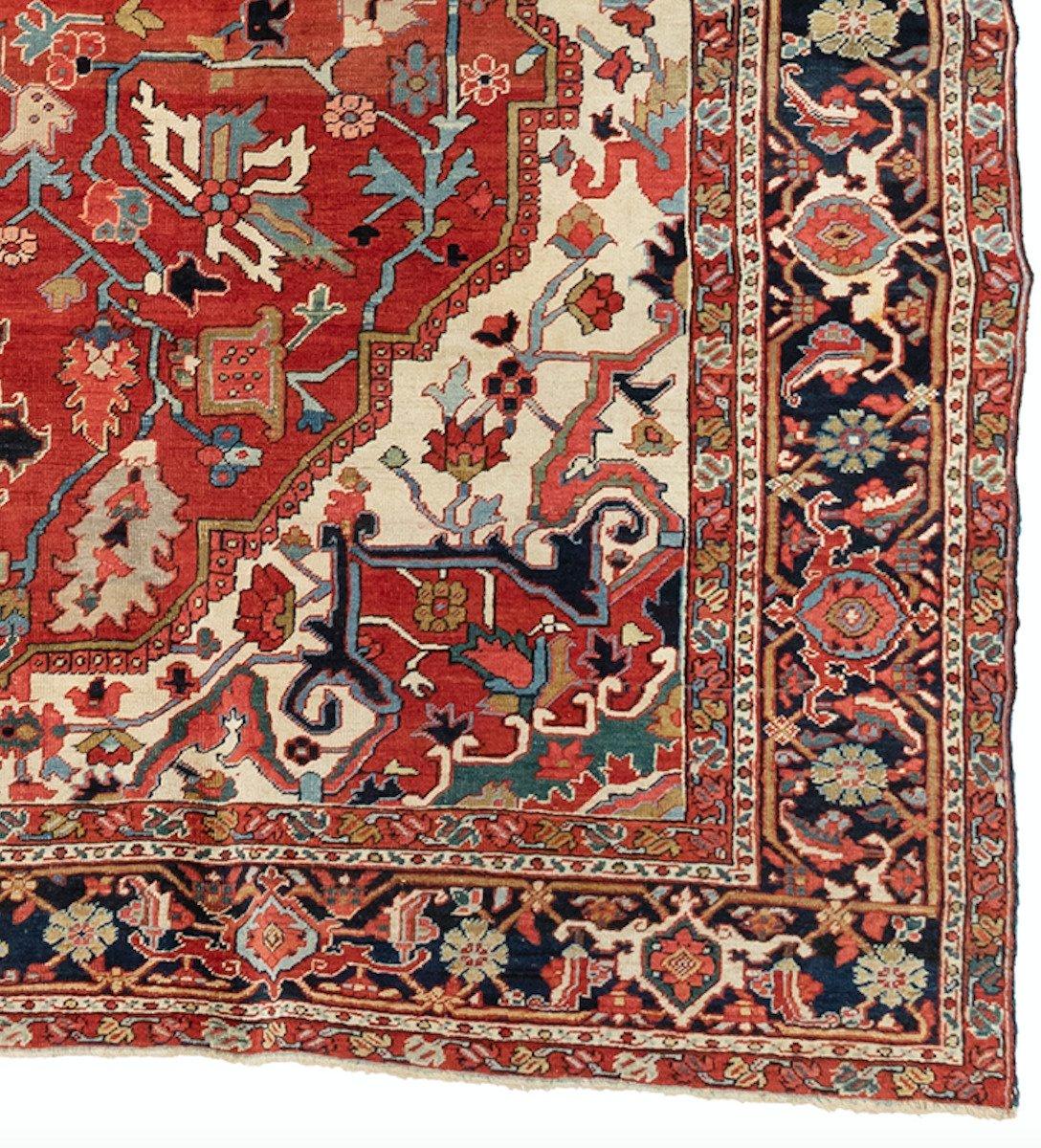 Hand-Knotted Antique Square Persian Serapi Rug 9.10 x 11.11 ft For Sale