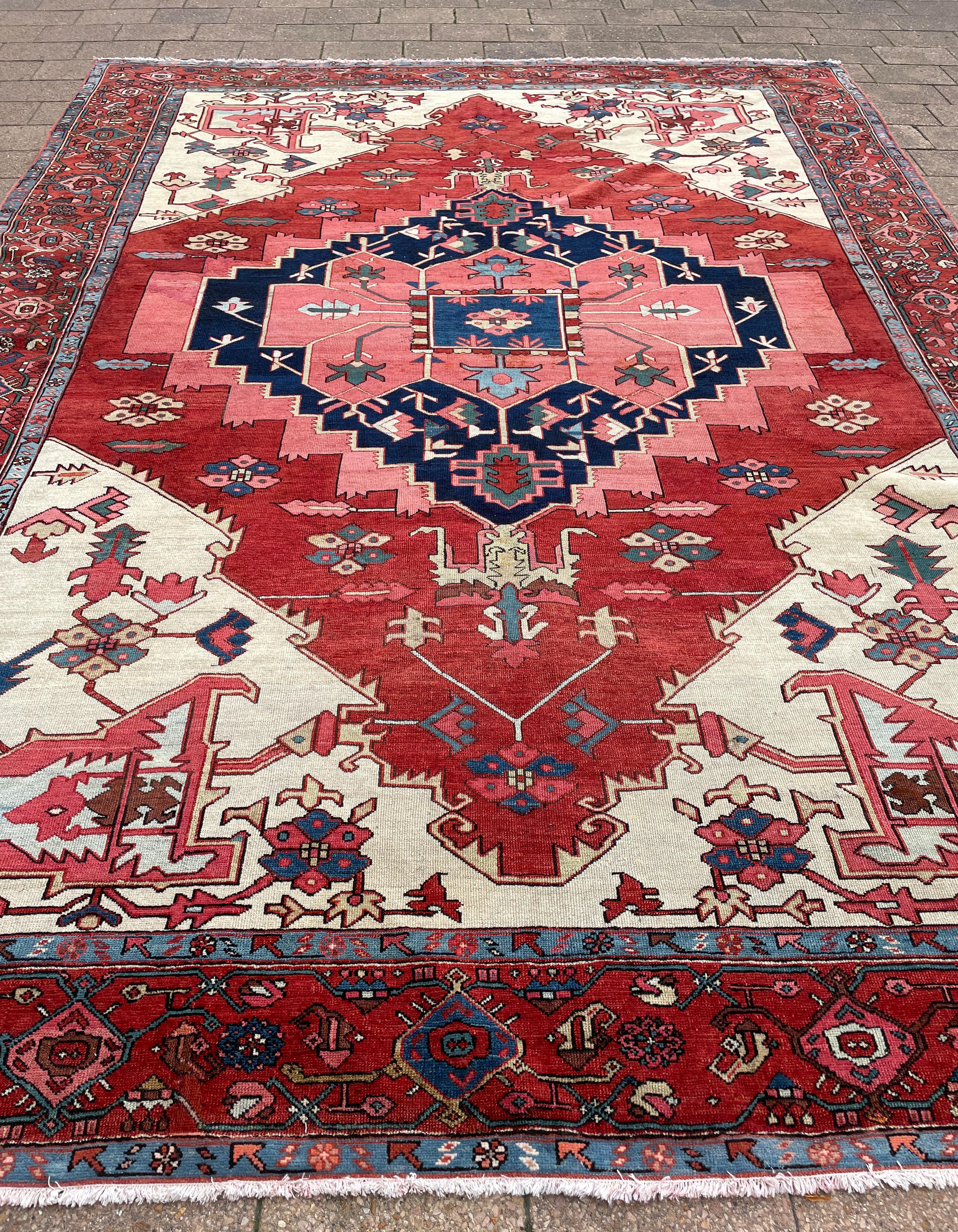 Heriz Serapi Antique Persian Serapi Carpet For Sale