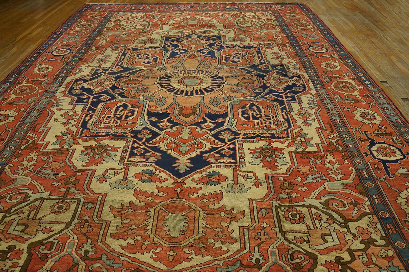 Hand-Knotted Antique Persian Serapi Rug 9' 7