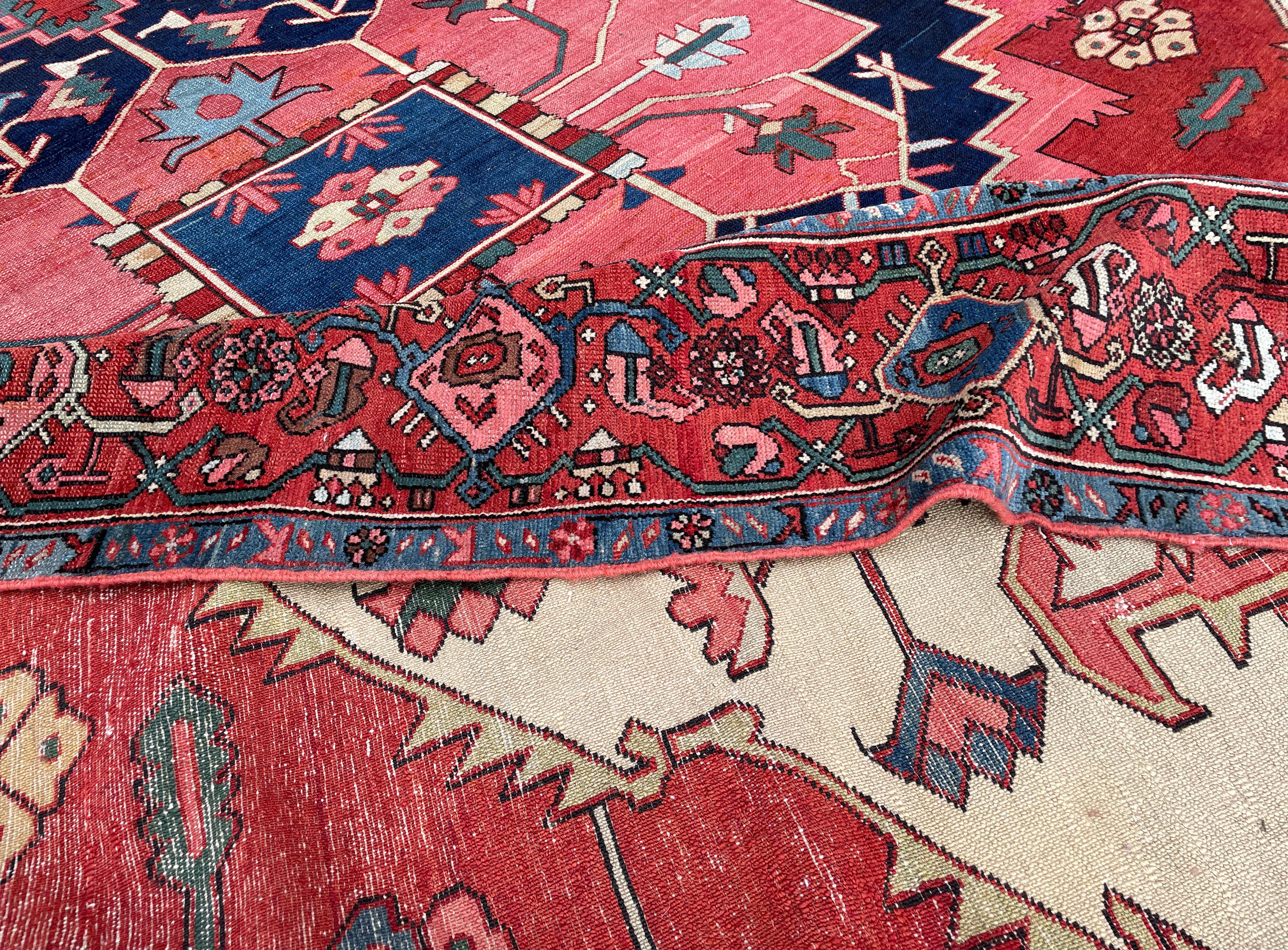 Wool Antique Persian Serapi Carpet For Sale