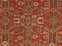 Antiker persischer Serapi-Teppich, handgefertigter Orientteppich, Rost-Elfenbeinblau