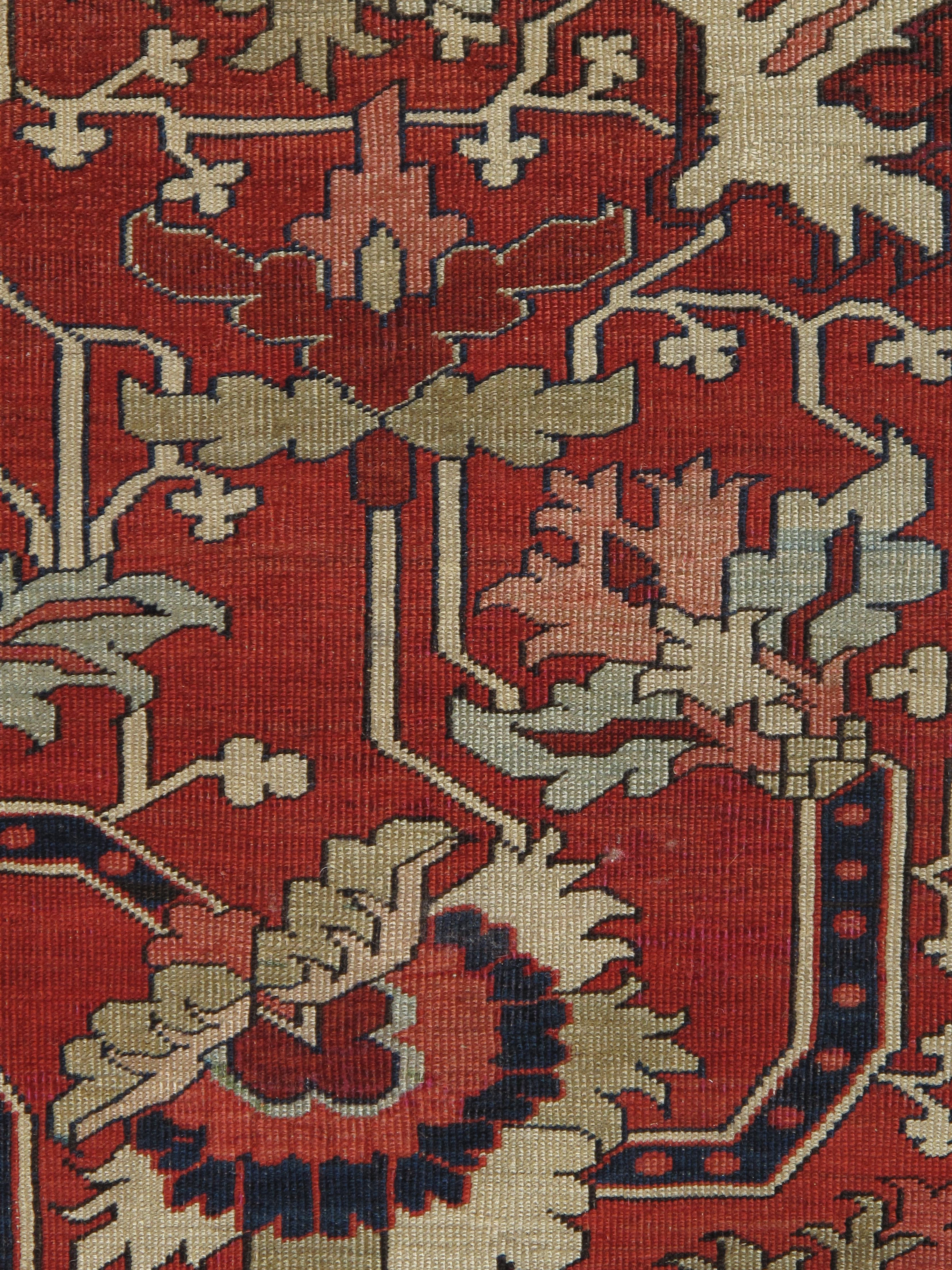 Antiker persischer Serapi-Teppich, handgefertigter orientalischer Teppich, Rostrot, Hellblau, Elfenbein (Wolle) im Angebot
