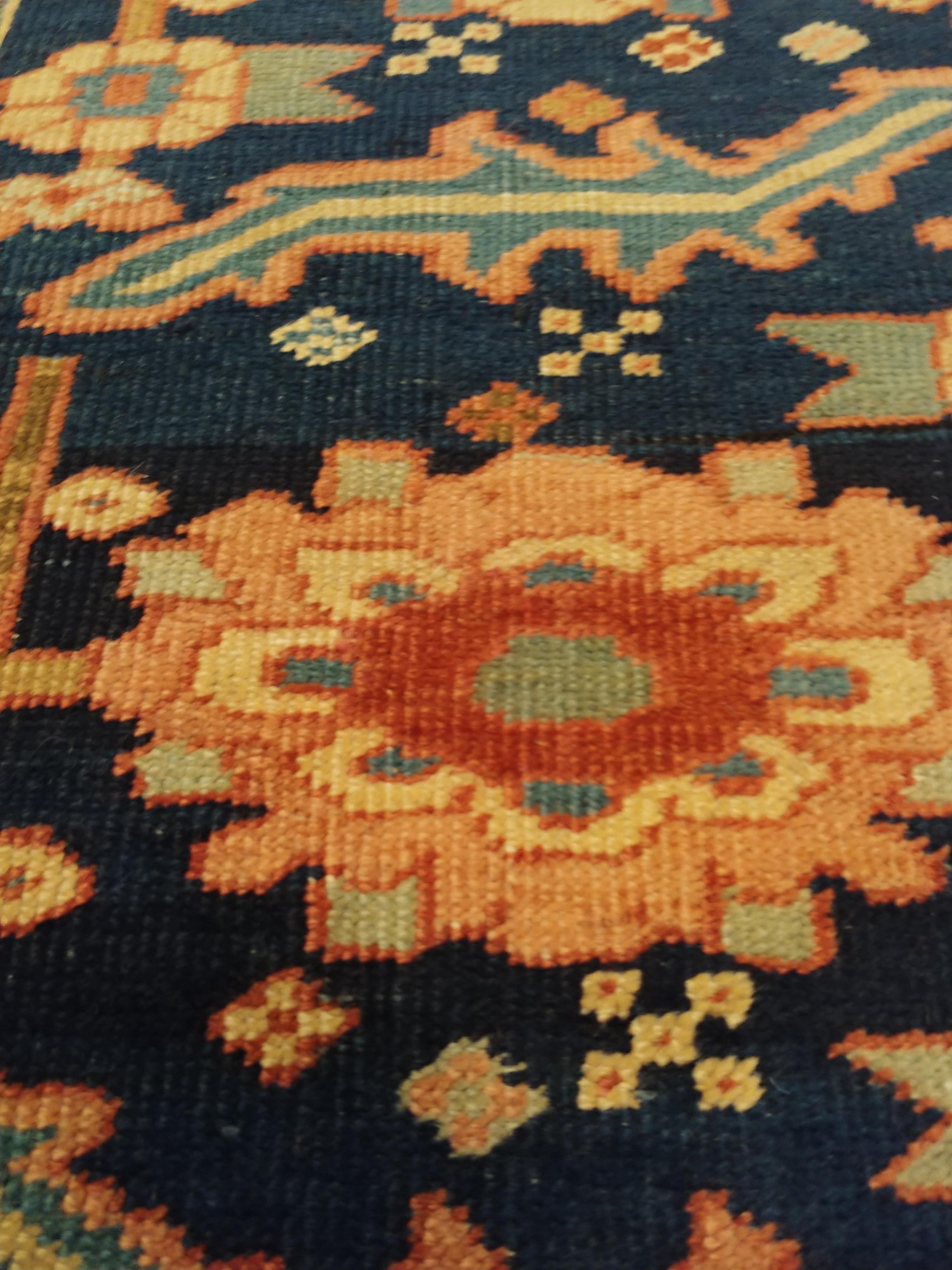 Antique Persian Serapi Carpet, Handmade Wool Oriental Rug, Ivory and Light Blue For Sale 10