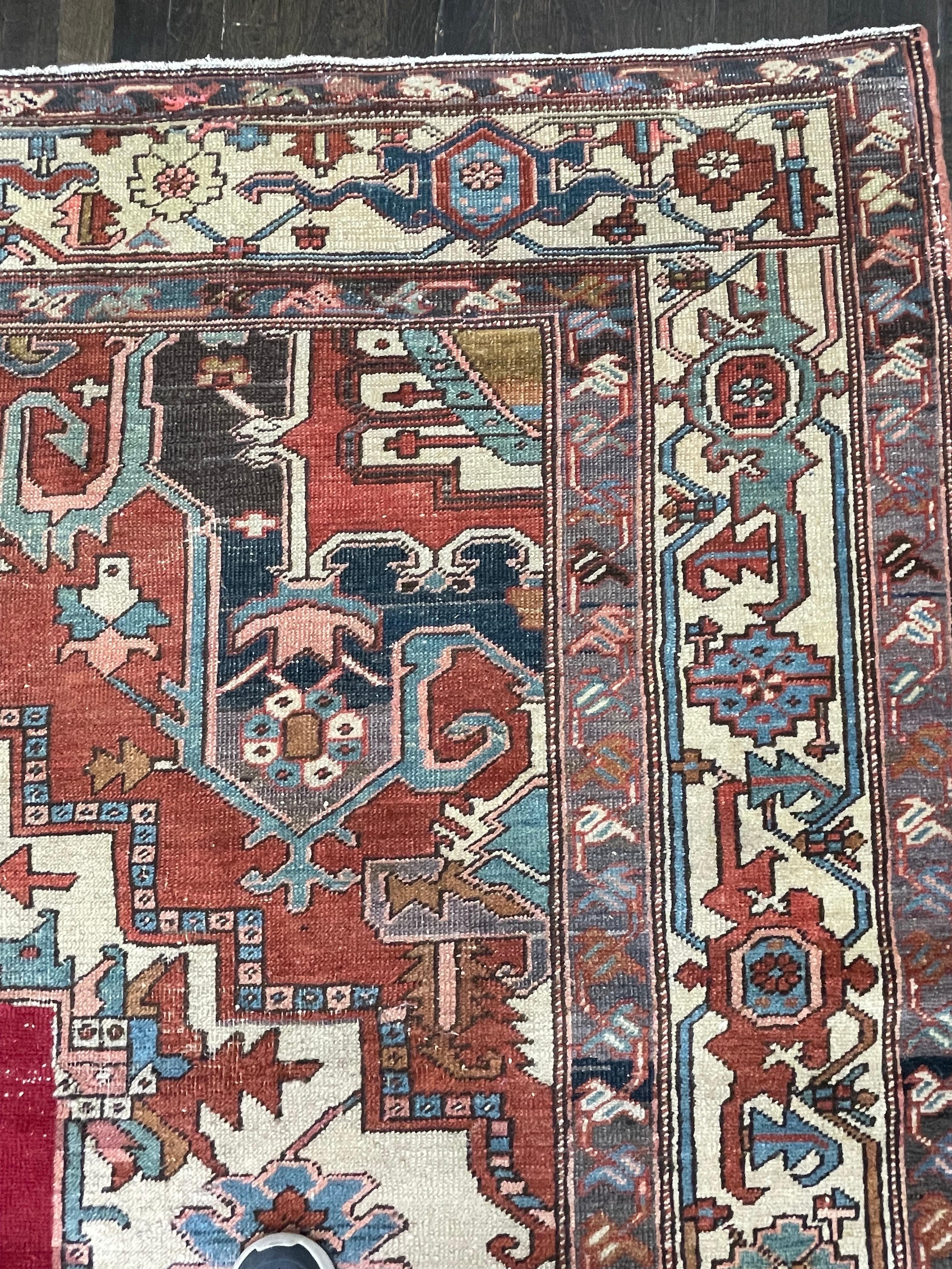 Wool Antique Persian Serapi, circa 1920 For Sale