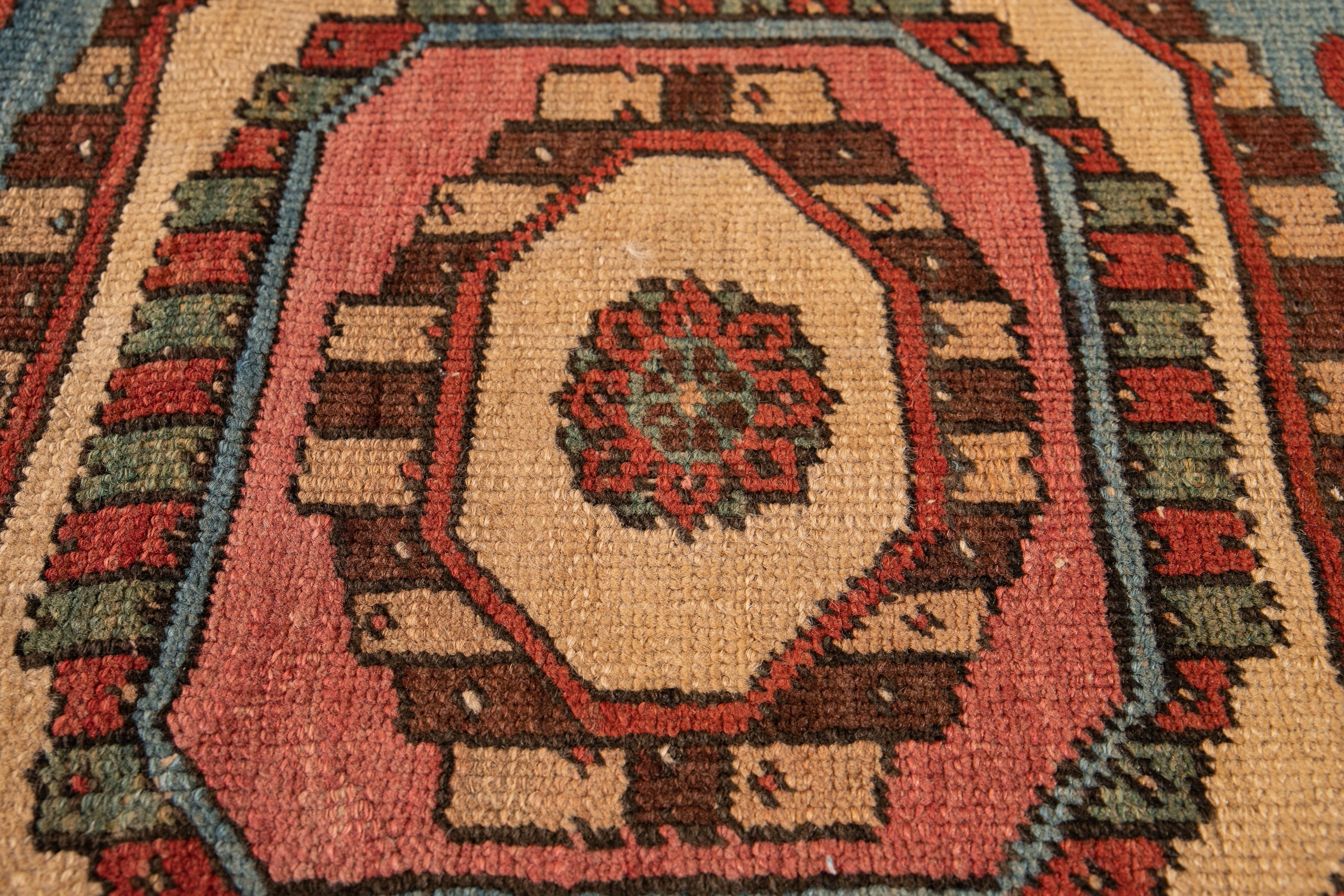 19th Century Antique Persian Serapi Handmade Colorful Wool Rug For Sale