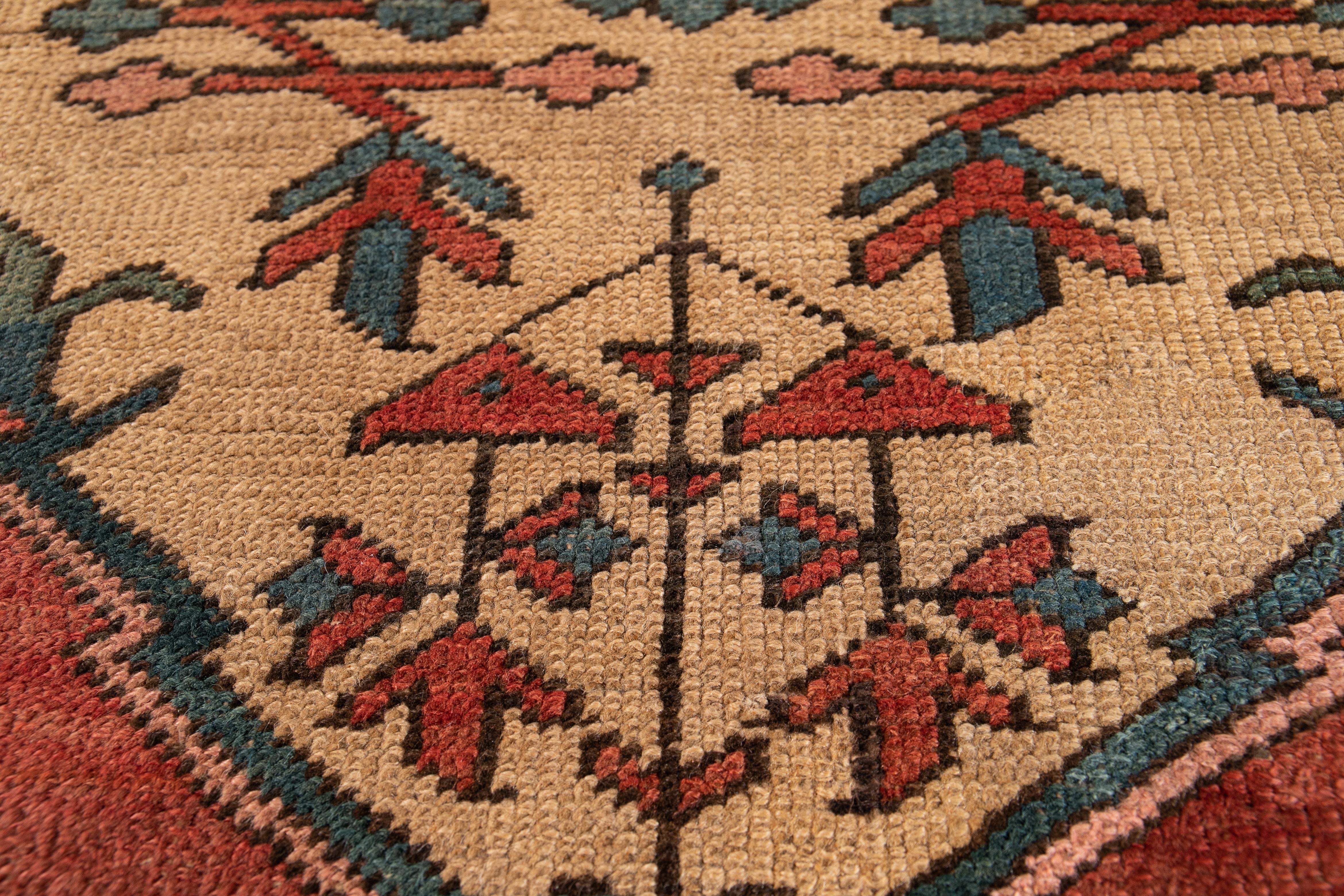 Antique Persian Serapi Handmade Colorful Wool Rug For Sale 4