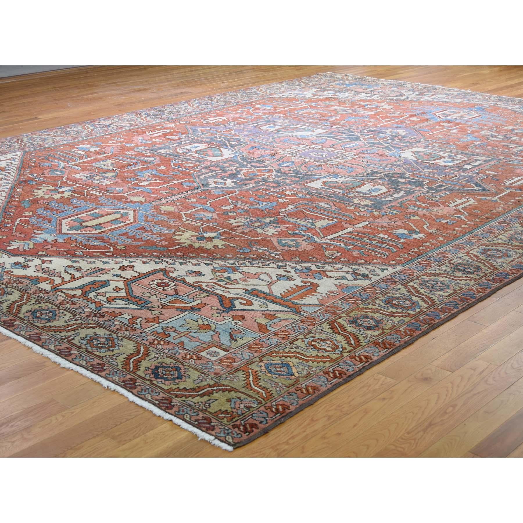 Hand-Knotted Antique Persian Serapi Heriz Good Condition Hand Knotted Oversize Oriental Rug