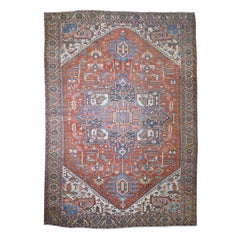 Antique Persian Serapi Heriz Good Condition Hand Knotted Oversize Oriental Rug