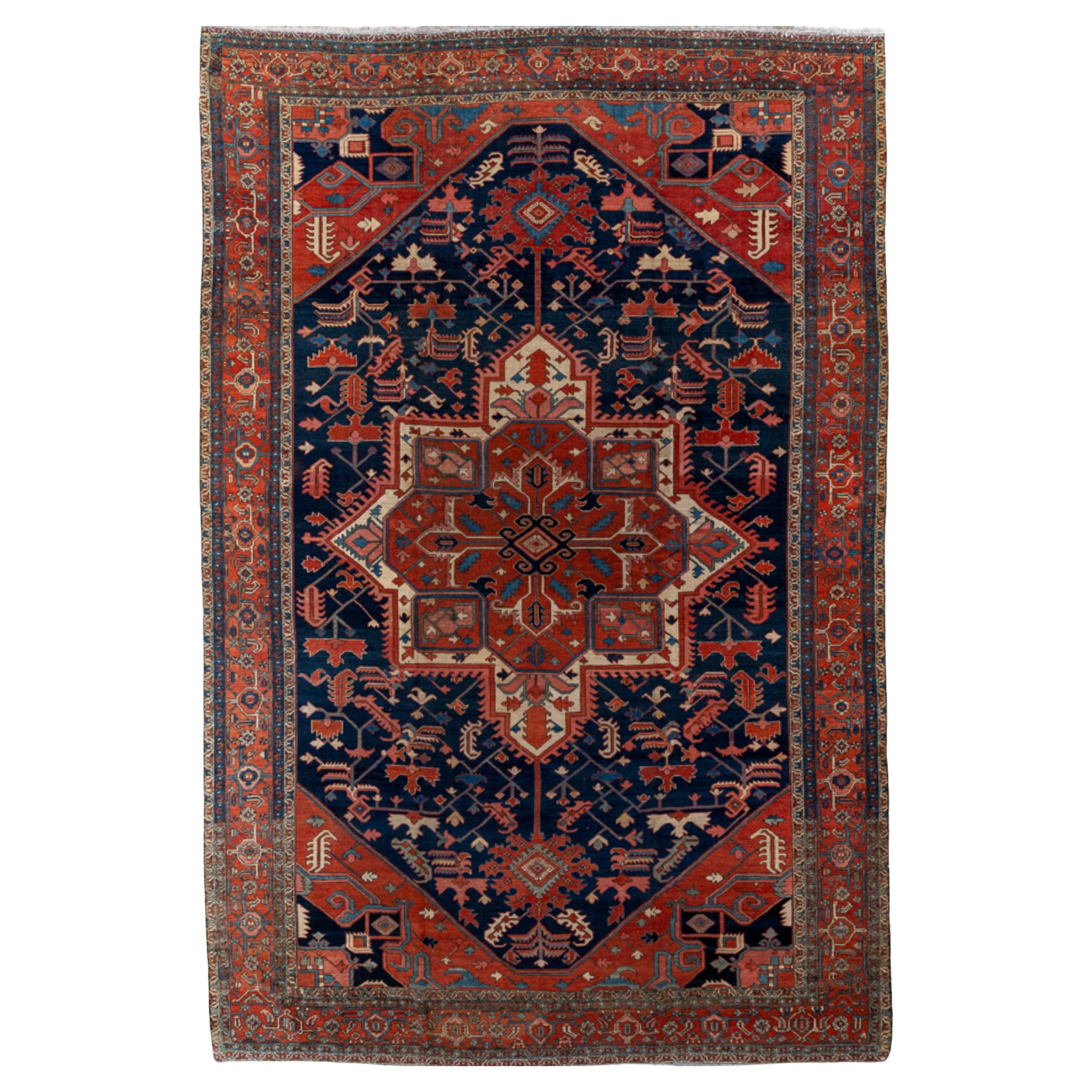 Antique Persian Serapi-Heriz Handwoven Luxury Rug, 11'-6" X 17'-6" Size