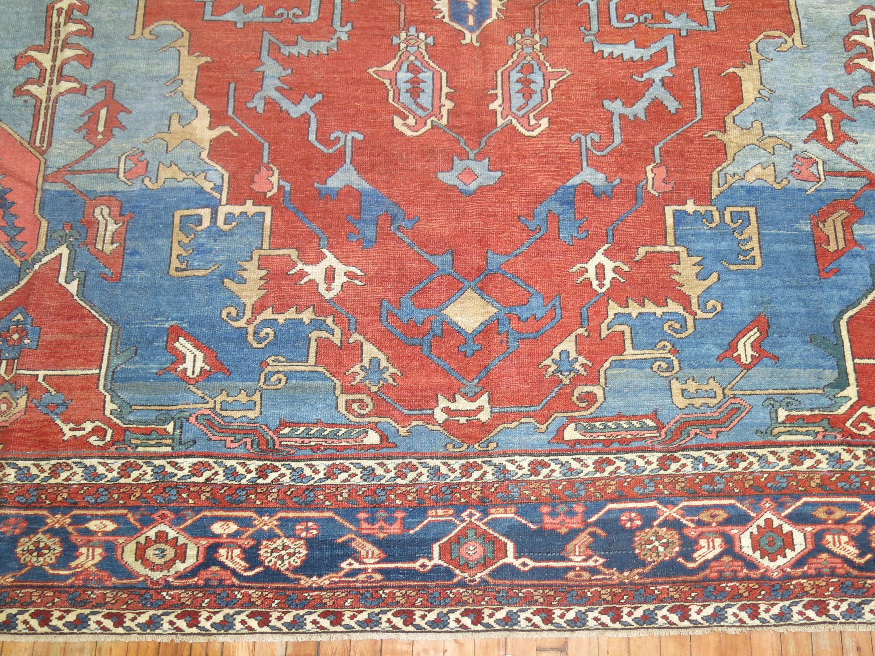 20th Century Antique Persian Serapi Heriz Rug For Sale