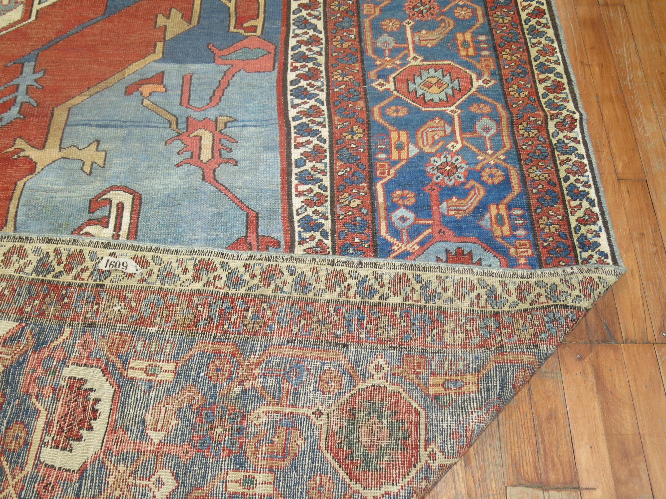 Wool Antique Persian Serapi Heriz Rug For Sale