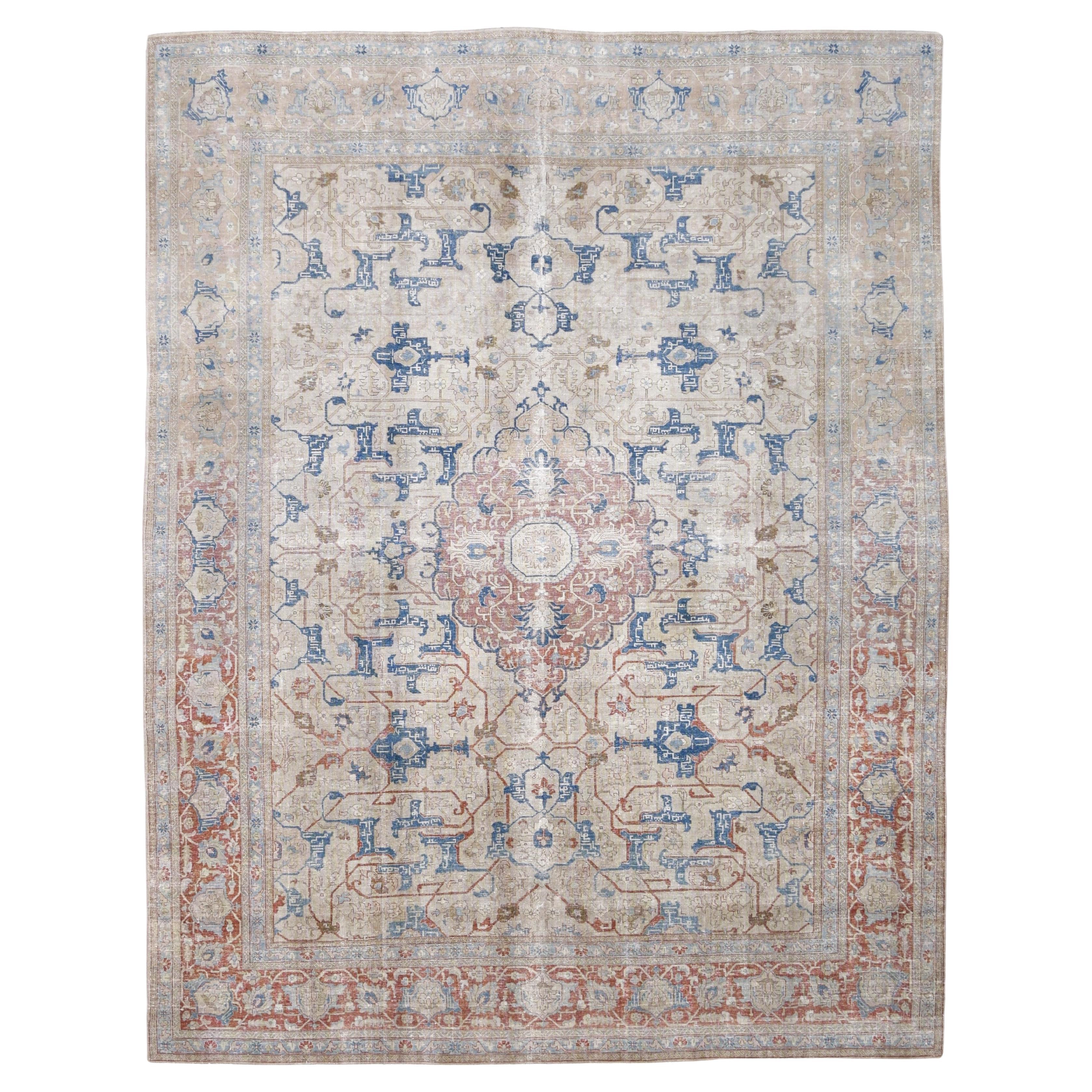 Antique Persian Serapi Heriz Wool Rug 9'7''x12'3''