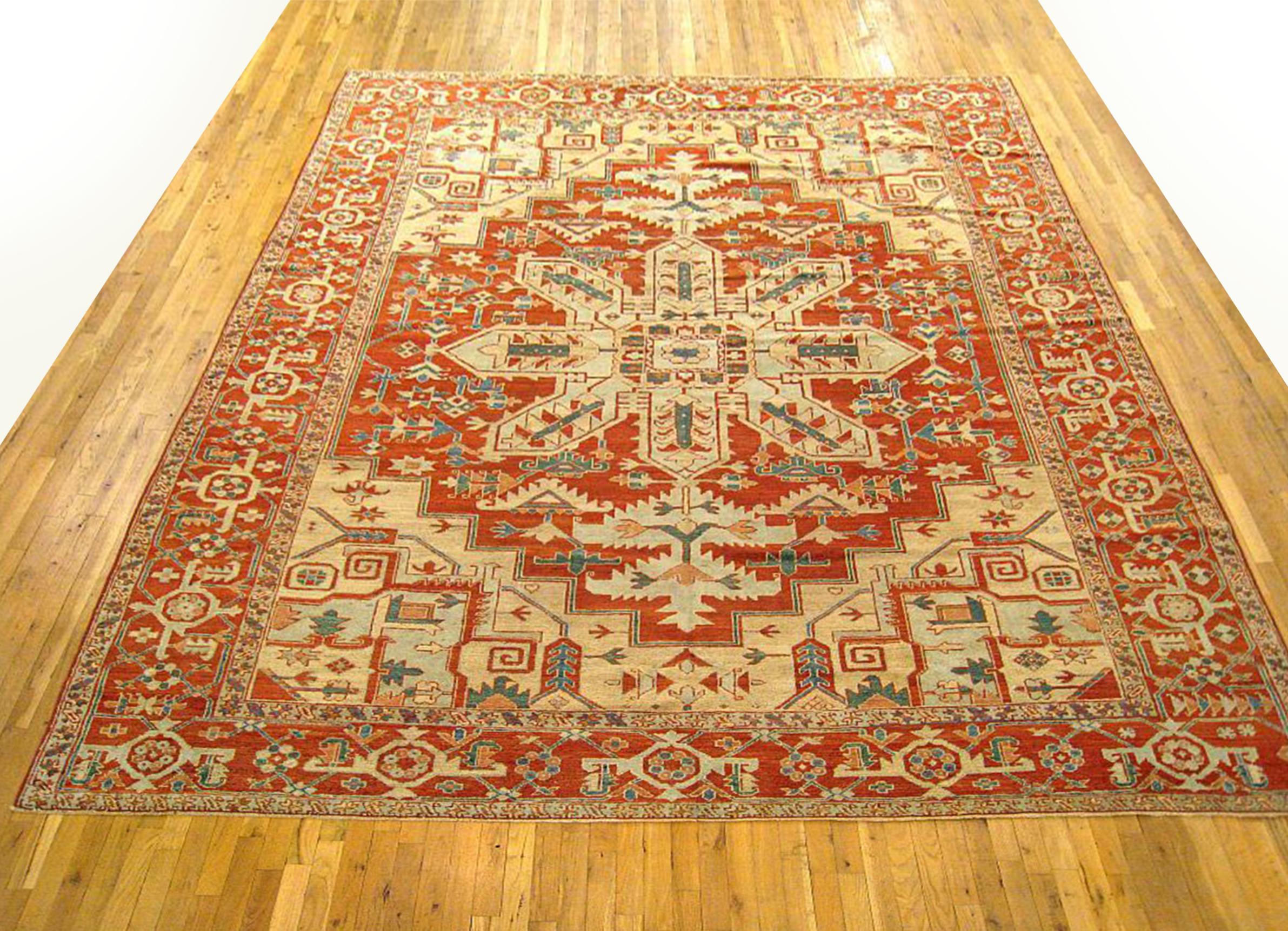 Antique Persian Serapi Oriental Rug, in Room size

An antique Persian Serapi oriental rug, size 12'4