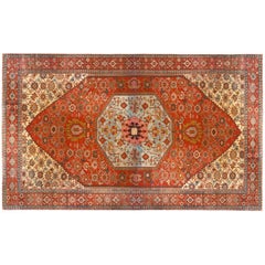 Antique Persian Serapi Oriental Rug, Mansion Size, Soft Blue Center, circa 1880