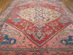 Majestic Red and Pink Color with Symmetric Design Antique Serapi Rug