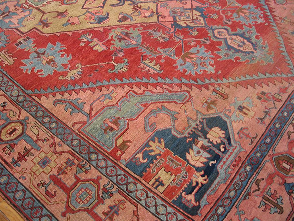Wool 19th Century N.W. Persian Serapi Carpet ( 10