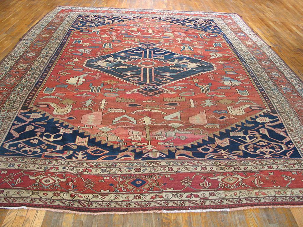 Hand-Knotted Late 19th Century N.W. Persian Serapi Carpet ( 11'5