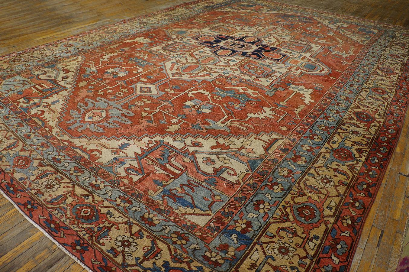 Hand-Knotted Late 19th Century Persian Serapi Carpet ( 12' x 18' - 366 x 548 cm ) For Sale