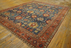 Amazing Royal Blue and Geometric Design in Serapi Style Antique Persian Rug