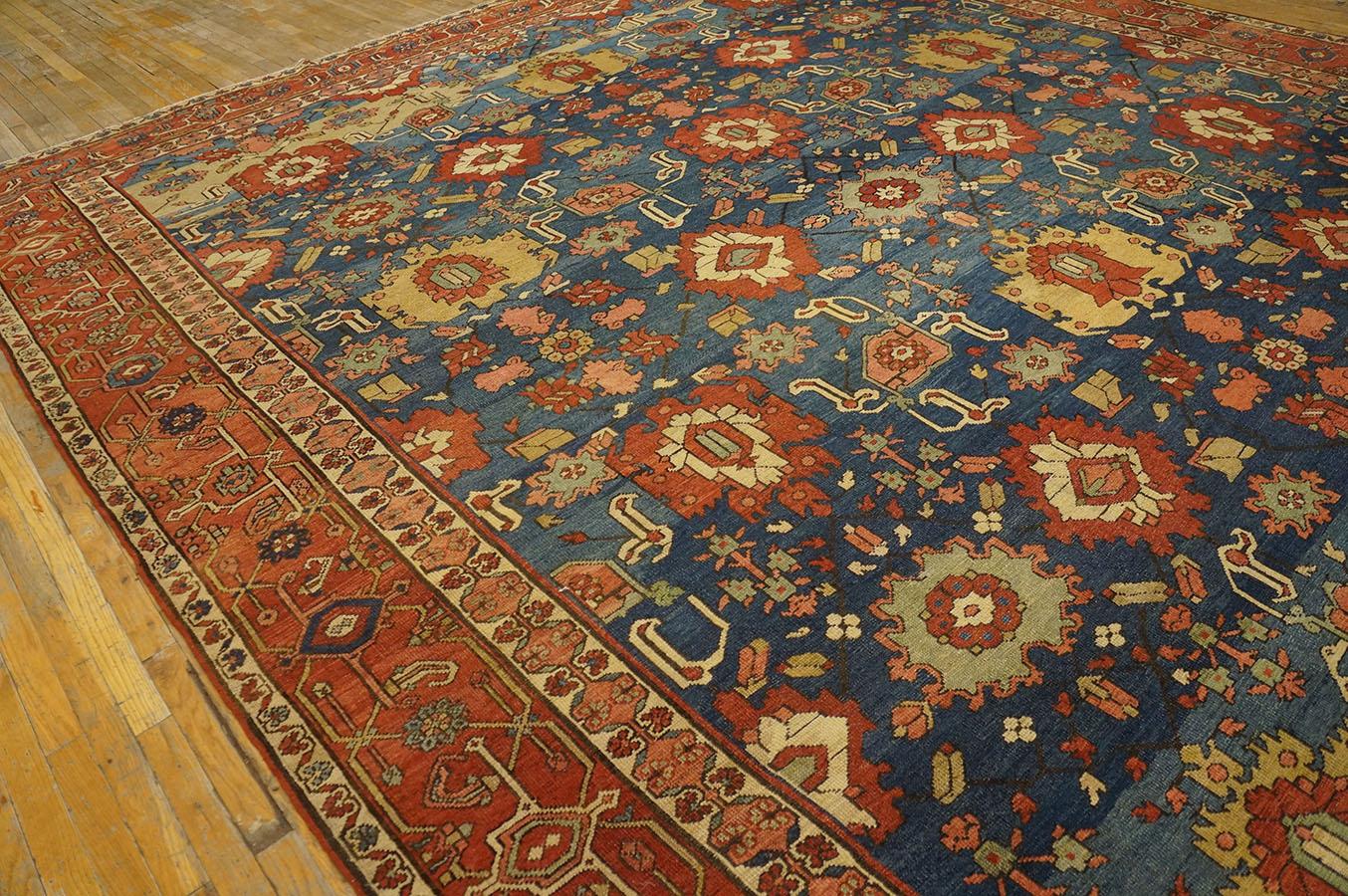 Wool Late 19th Century N.W. Persian Serapi Carpet (12' x 14' 6
