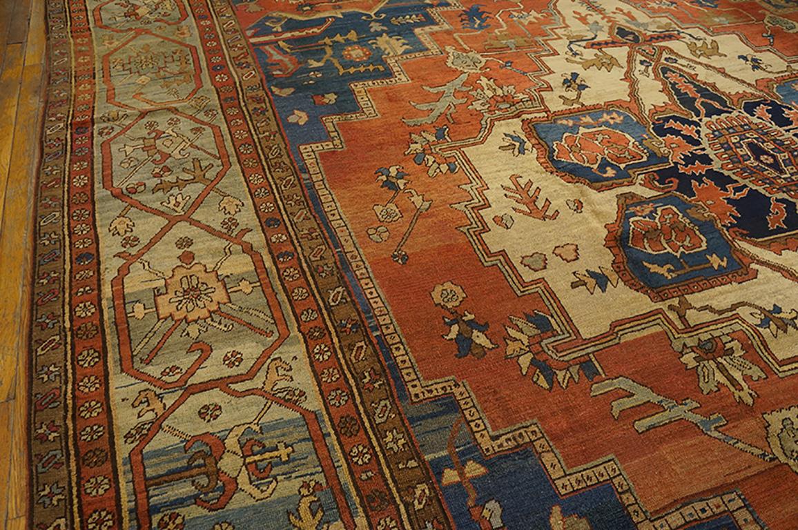 Wool 19th Century N.W. Persian Serapi Carpet ( 12'6