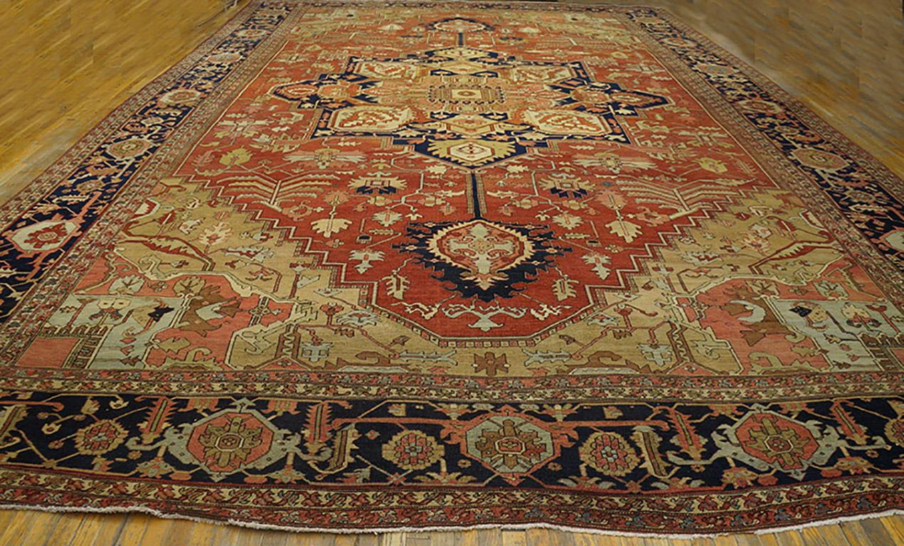 Hand-Knotted 19th Century NW Persian Serapi Carpet ( 15' x 22' - 457 x 670 cm ) For Sale