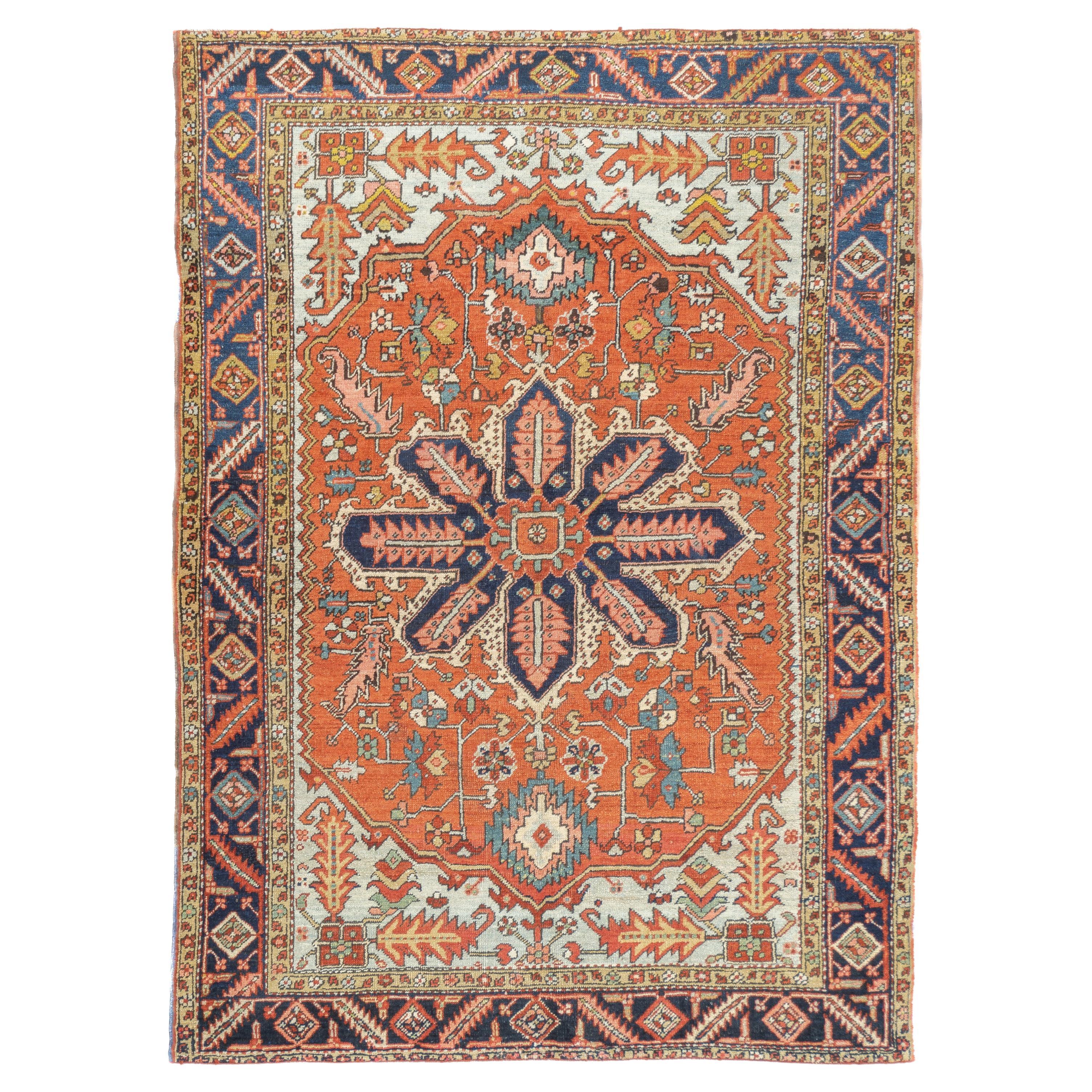 Antiker persischer Serapi-Teppich 5'1'' x 6'11''