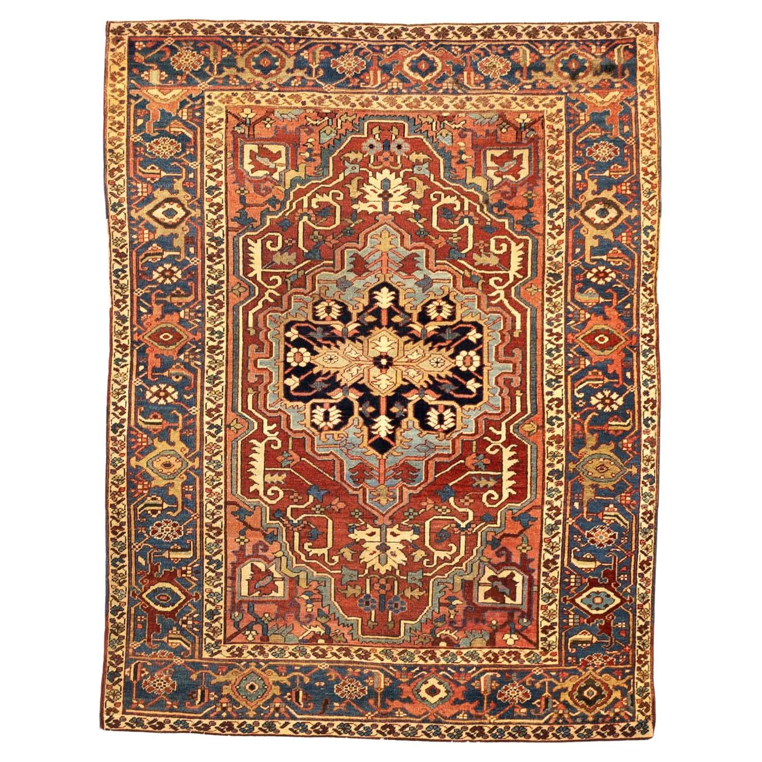 Antiker persischer Serapi-Teppich 5'2 x 6'9 im Angebot