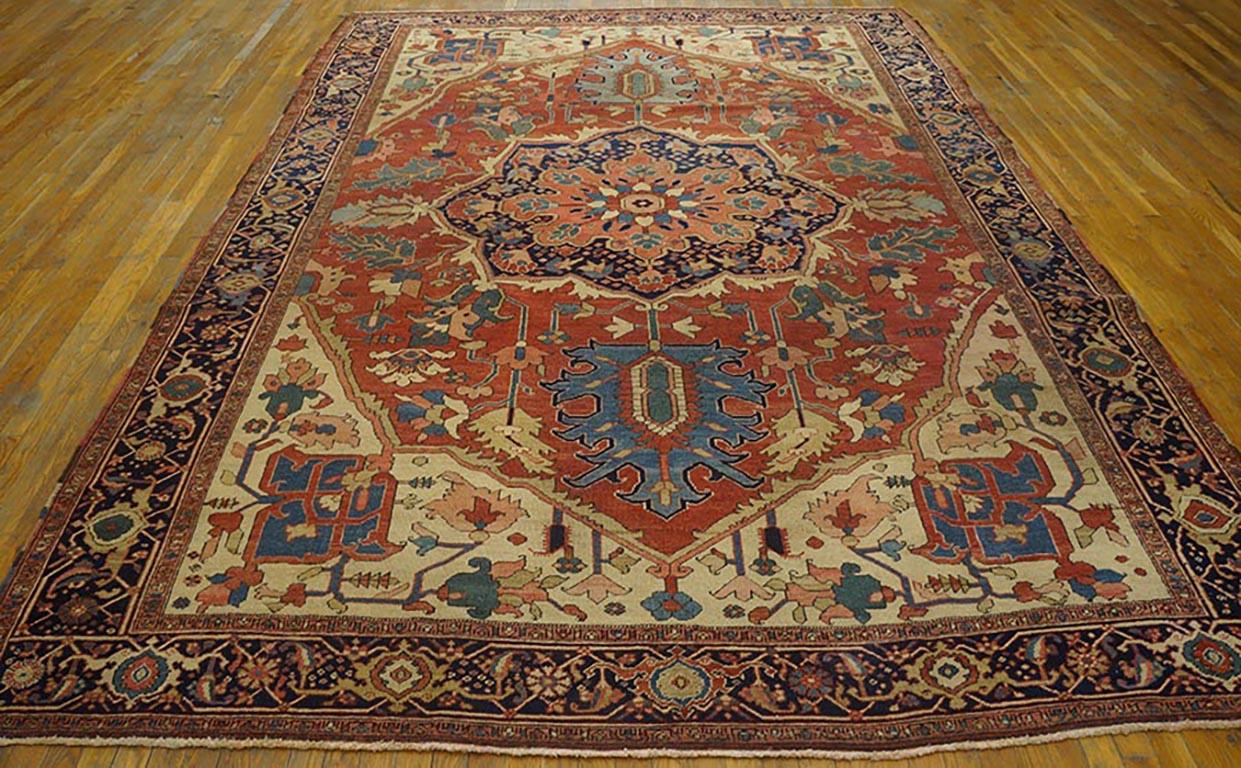 Antique Persian Serapi rug, size: 8'6