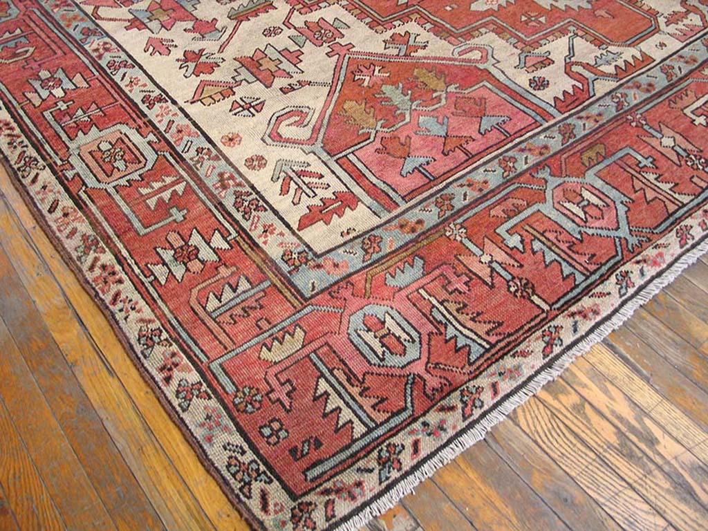 Hand-Knotted Late 19th Century N.W. Persian Serapi Carpet ( 9'6