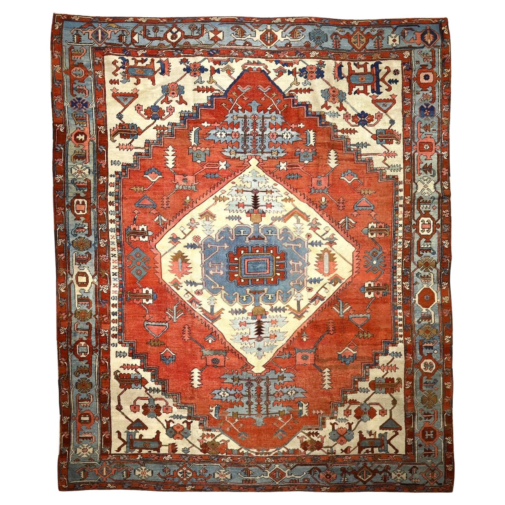 Antique Persian Serapi Rug 9’7" x 11’6”