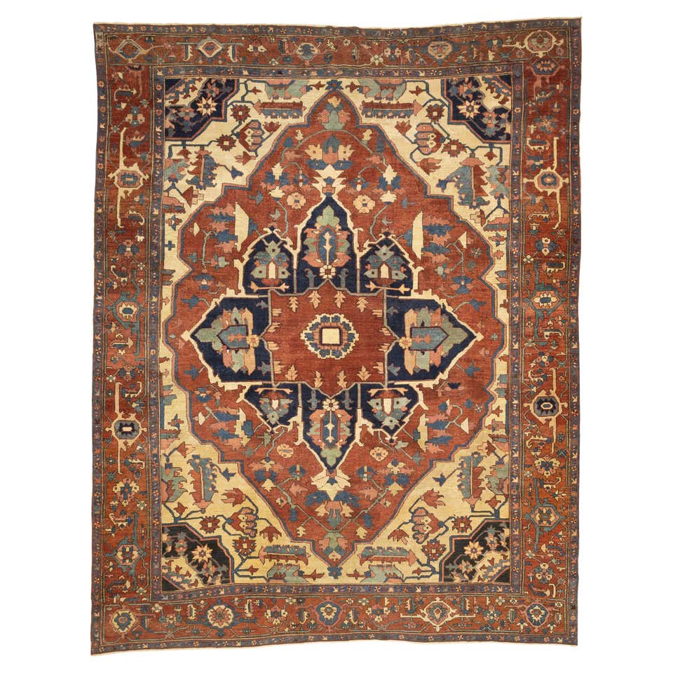 Antique Persian Heriz Serapi Rug 9’6” x 12’4” For Sale at 1stDibs