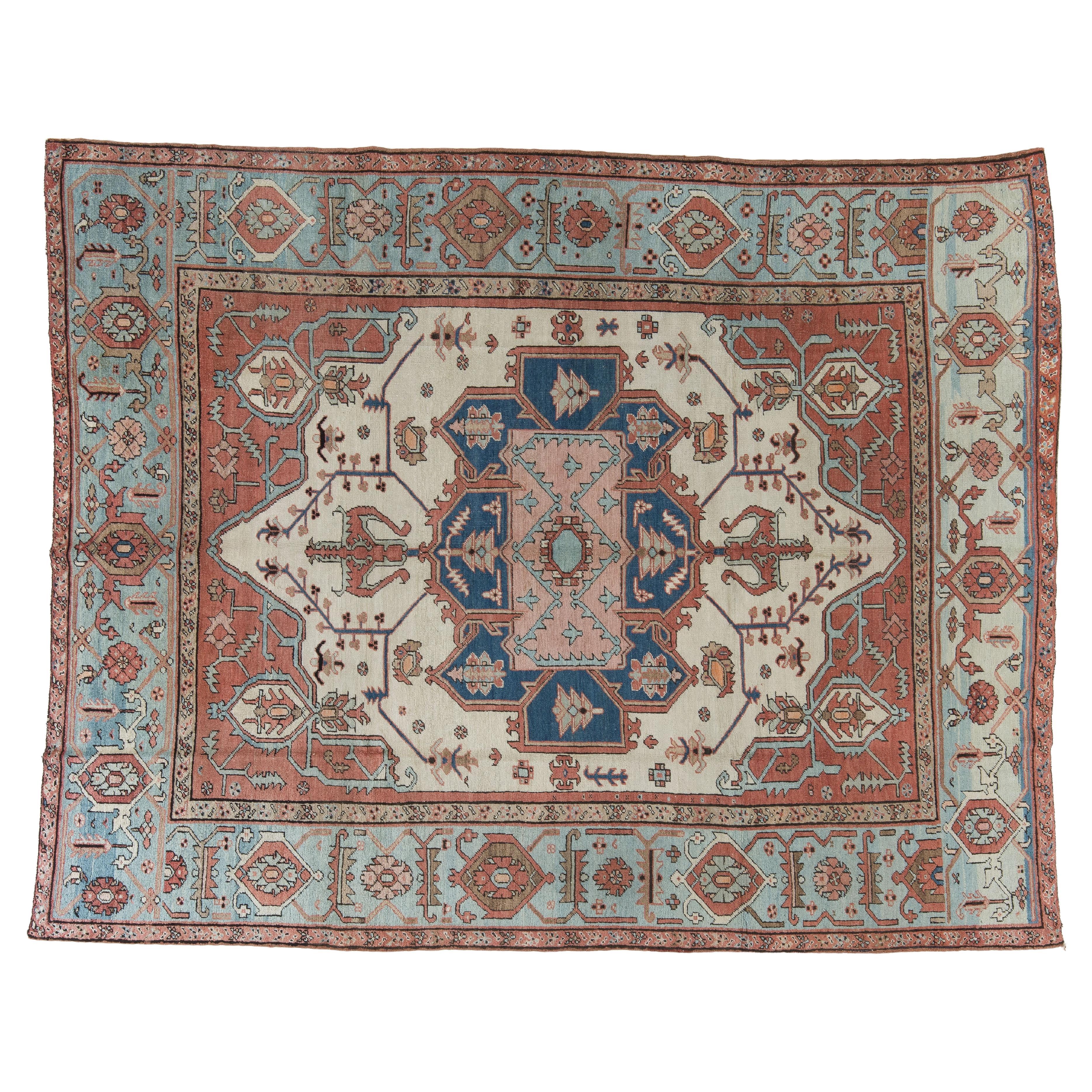 Antique Persian Serapi Rug Fine Quality Large Tribal Carpet 