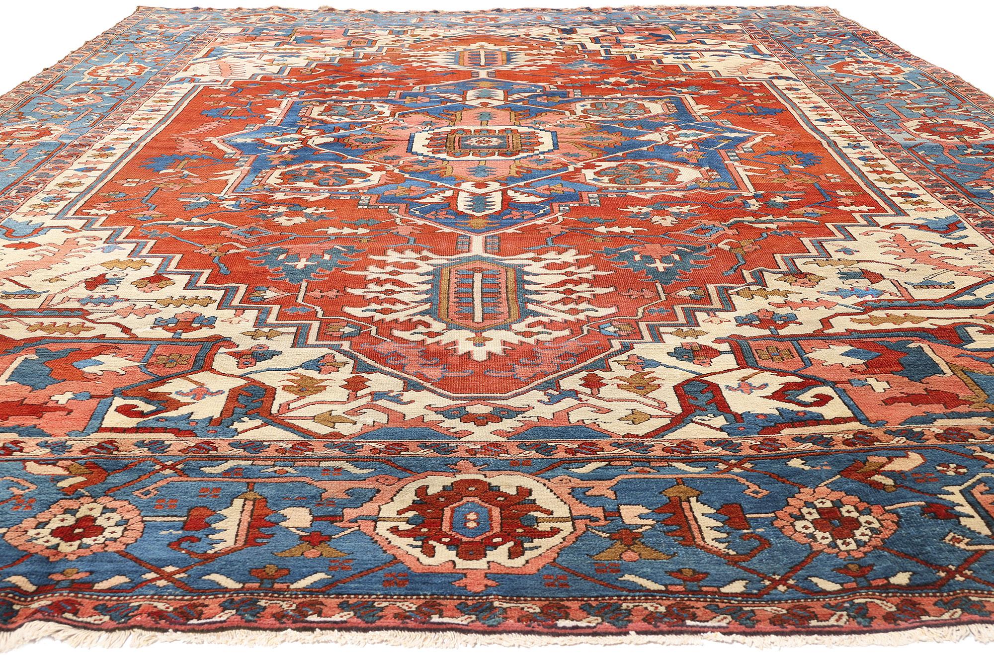 Alfombra Persa Serapi Antigua de Estilo Tradicional de Finales del Siglo XIX Anudado a mano en venta