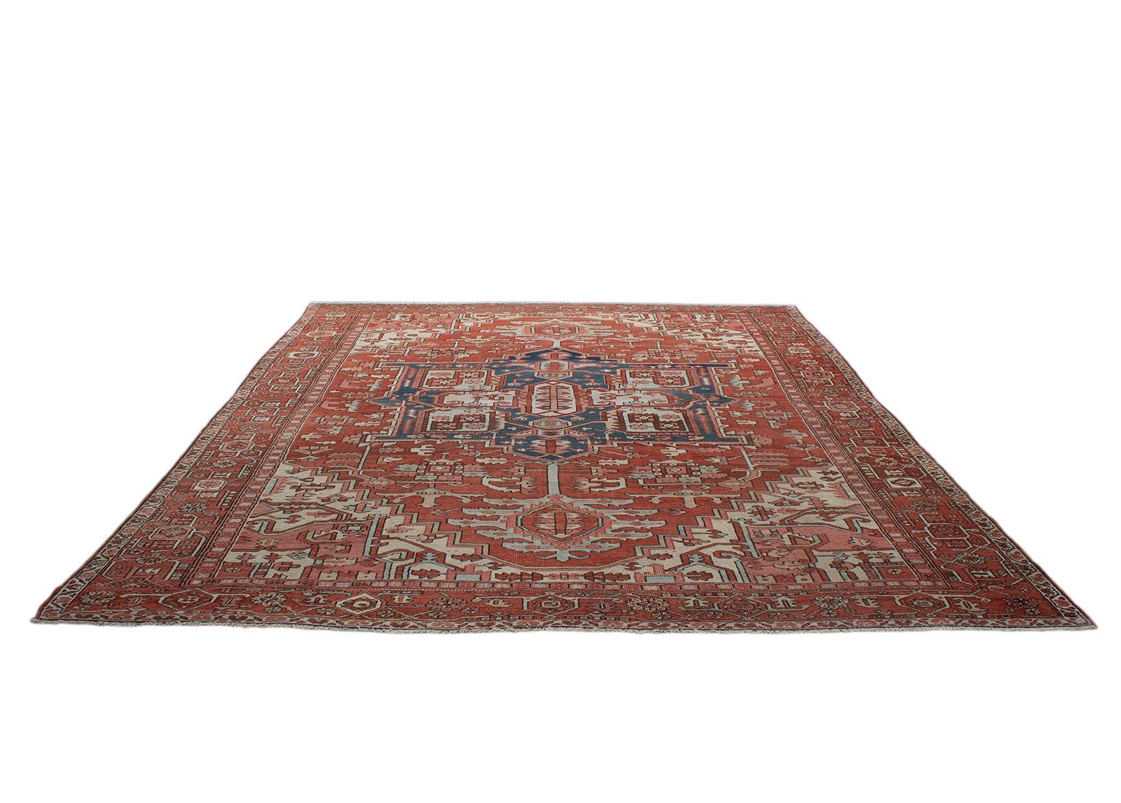Hand-Knotted Antique Persian Serapi Rug For Sale