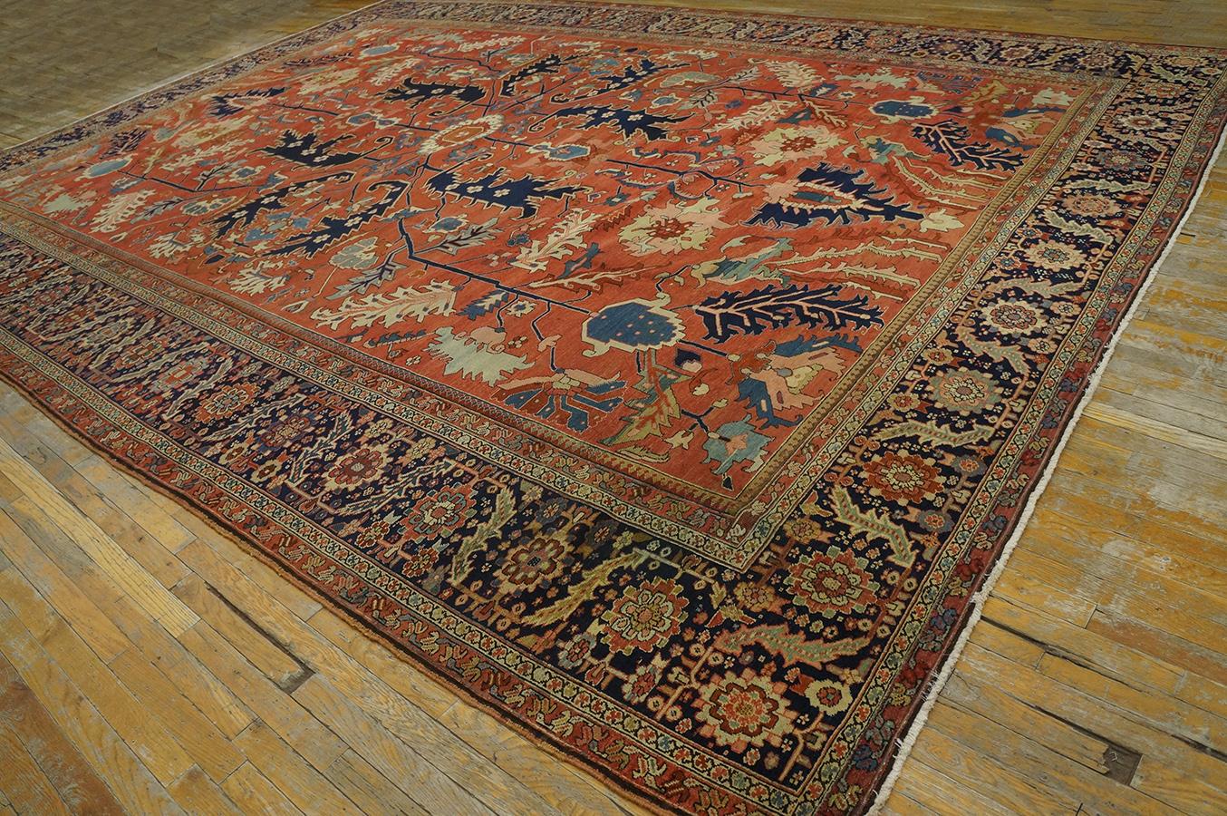 Hand-Knotted Antique Persian Serapi Rug For Sale