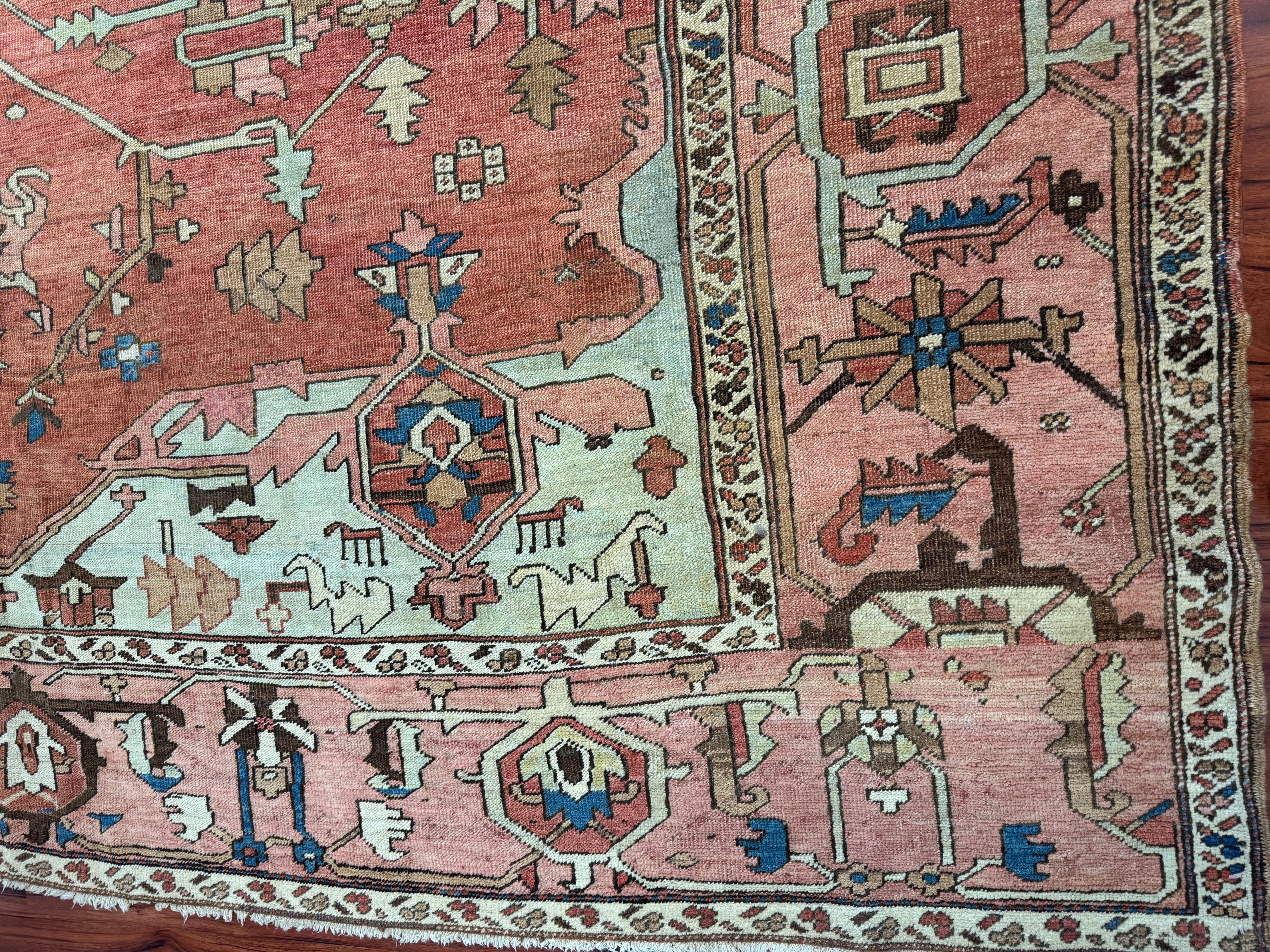 19th Century Antique Persian Heriz Serapi Rug For Sale