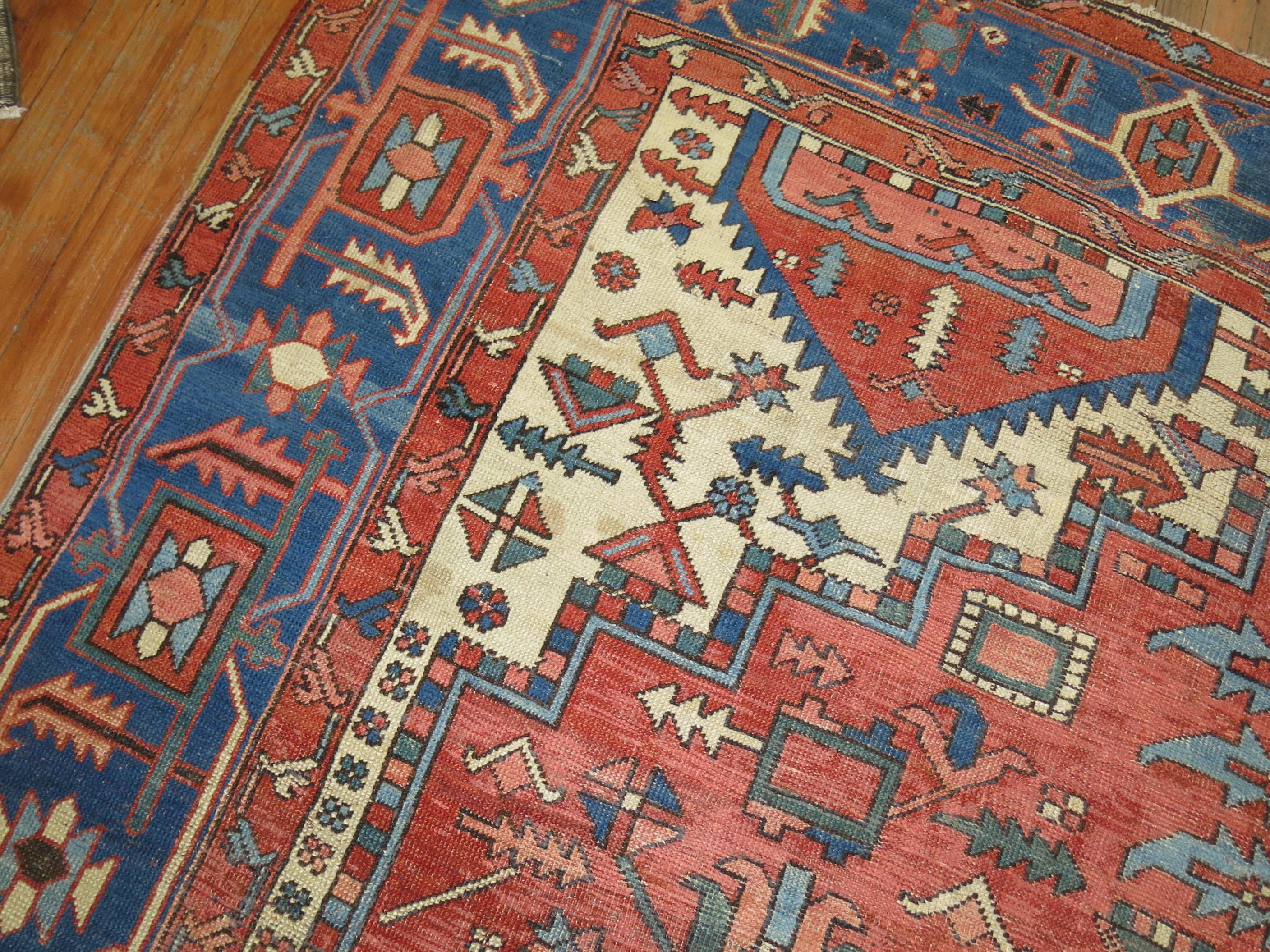 Wool  Antique Persian Serapi early 20th Century  9 x 12 Rug