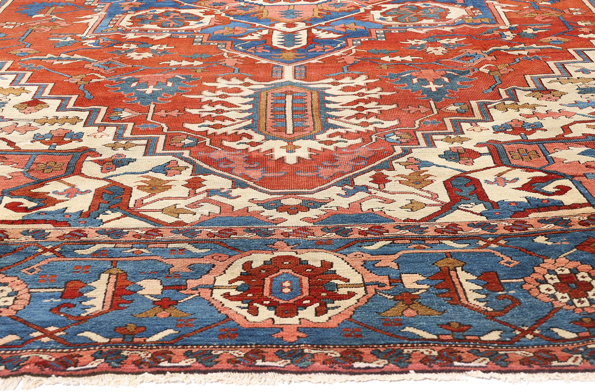 Alfombra Persa Serapi Antigua de Estilo Tradicional de Finales del Siglo XIX en Bueno estado para la venta en Dallas, TX