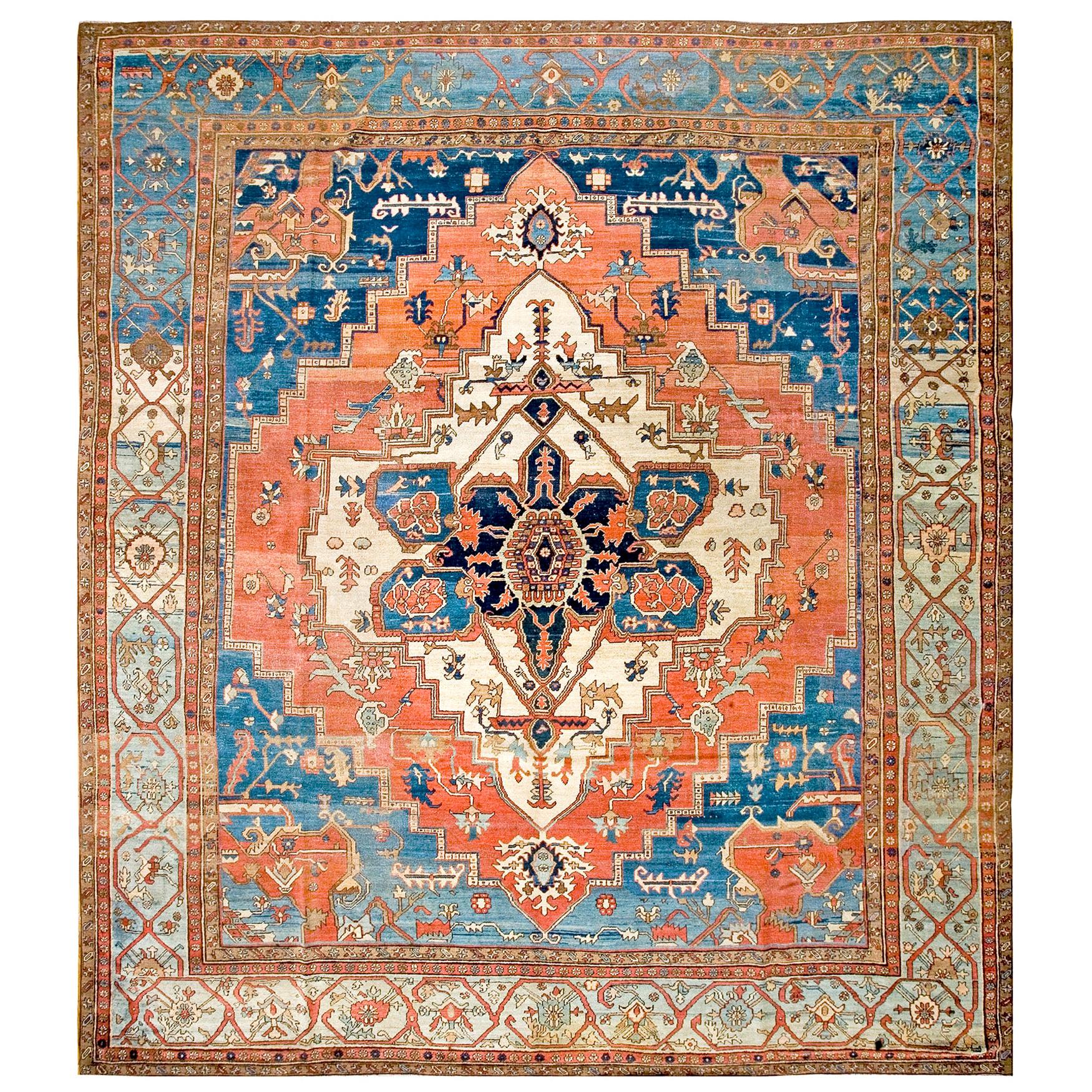 19th Century N.W. Persian Serapi Carpet ( 12'6" x 14'6" - 382 x 442 ) For Sale