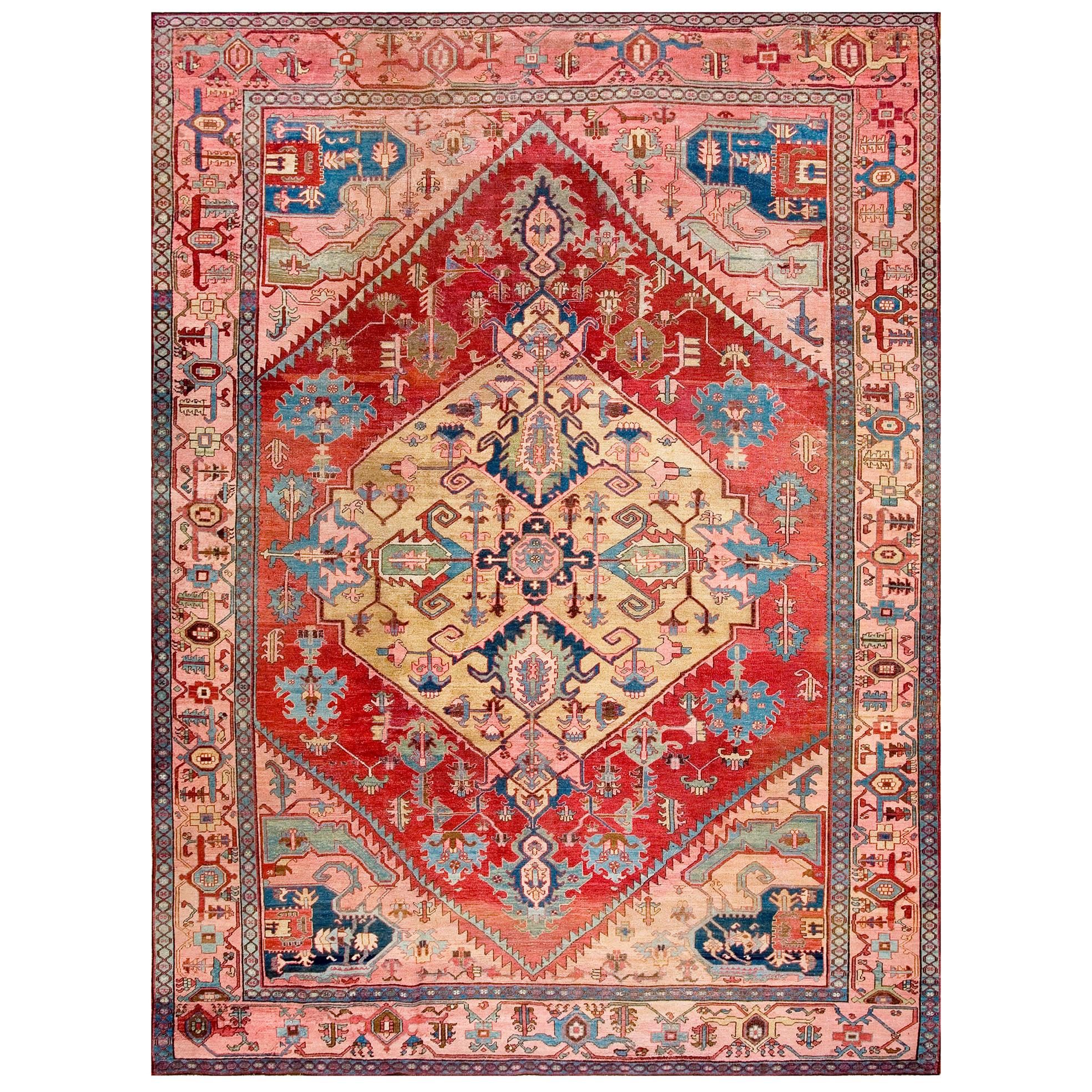 19th Century N.W. Persian Serapi Carpet ( 10" x 13'4" - 305 x 405 ) For Sale
