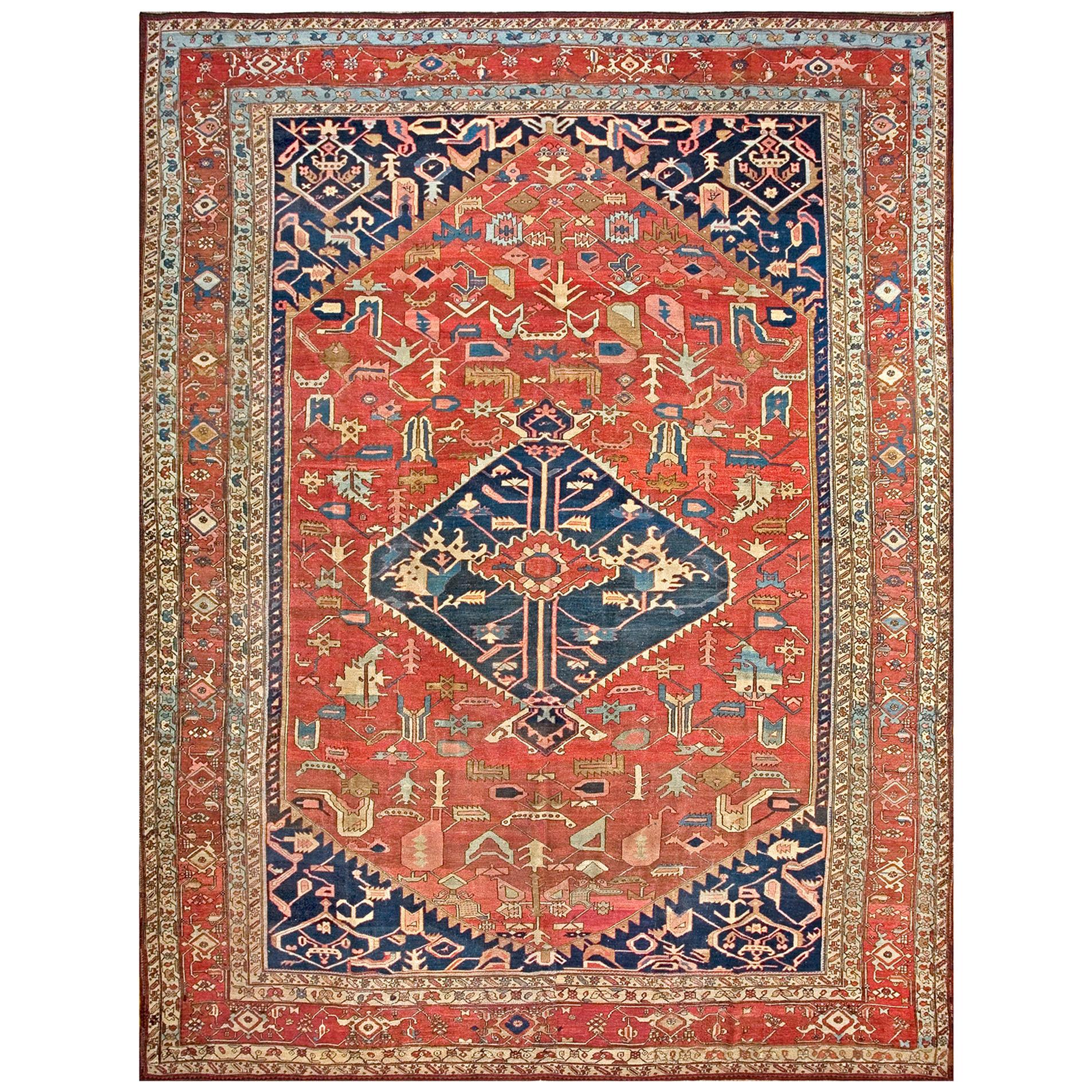 Late 19th Century N.W. Persian Serapi Carpet ( 11'5" x 14'5" - 350 x 440 ) For Sale