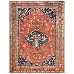 Antique Late 19th Century N.W. Persian Serapi Carpet ( 11'5" x 14'5" - 350 x 440 )