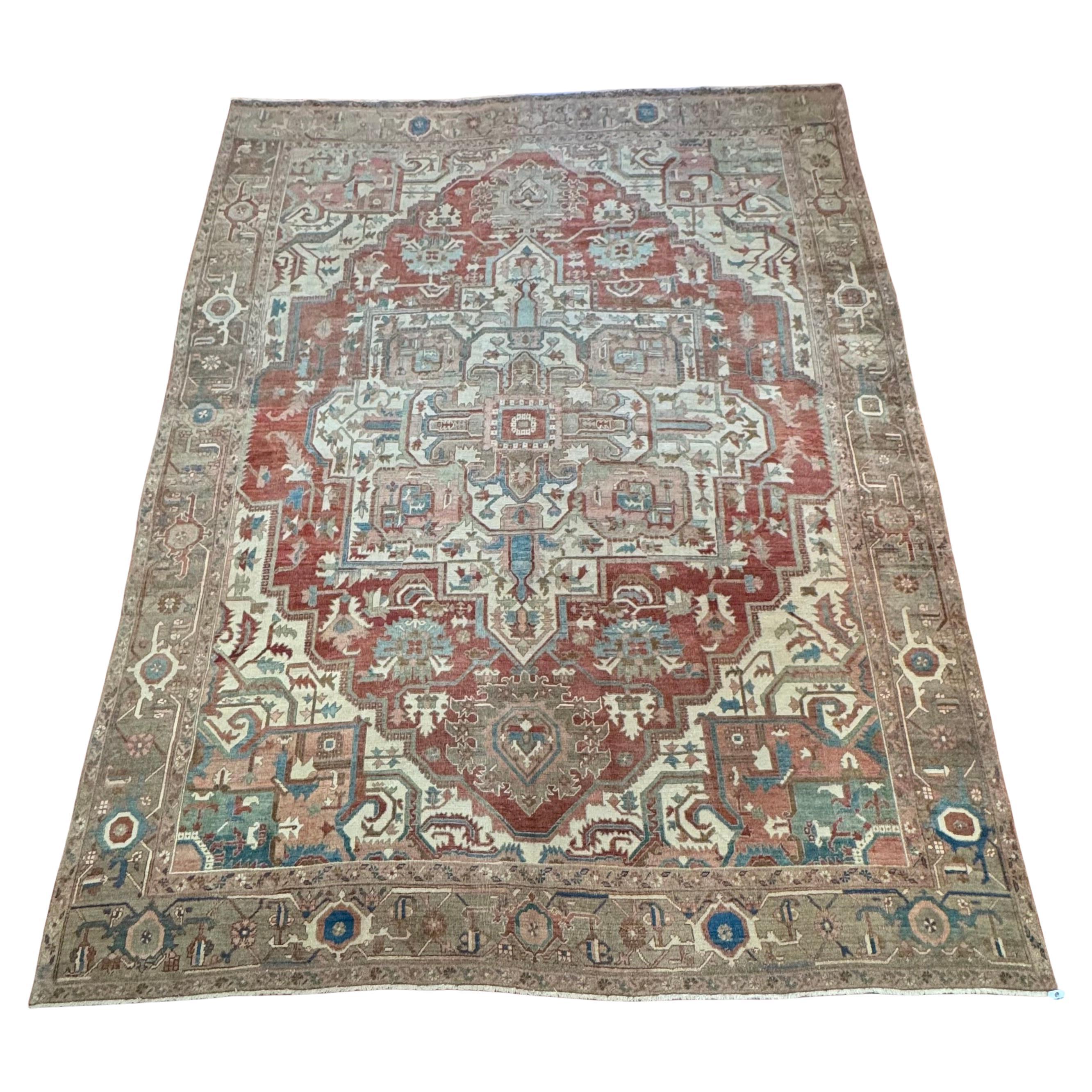 Antique Persian Heriz Serapi Rug