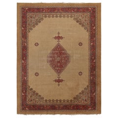 Antique Persian Serapi Rug in Brown with Red Geometric Medallion - Rug & Kilim
