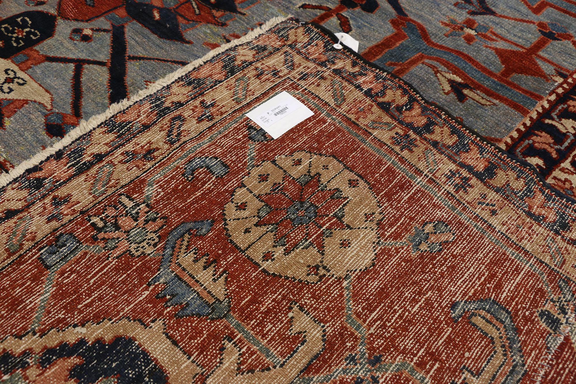 Antique Persian Serapi Rug, Ivy League Style Meets Nomadic Charm For Sale 2